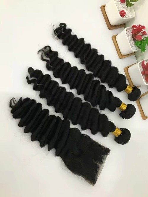 Double drawn body wave hair bundes raw hair extension